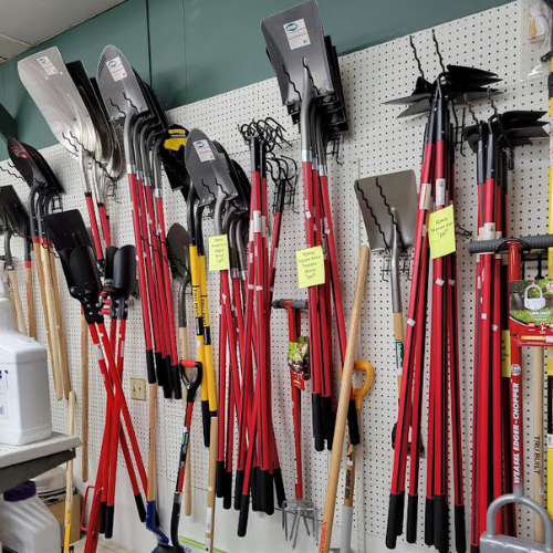 shovels and garden tools