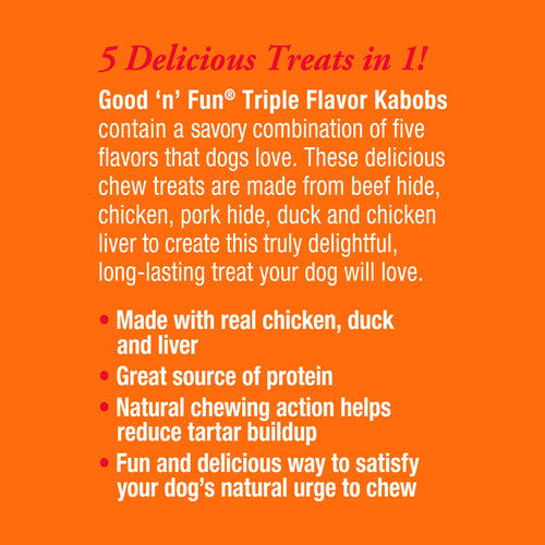 Good 'n' Fun Triple Flavor Kabobs Snack For All Dogs