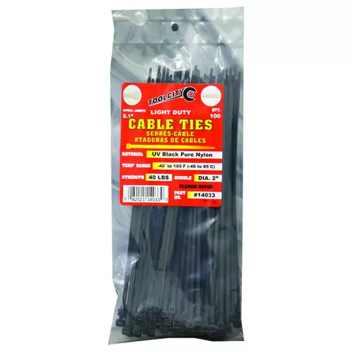Tool City 8.1 in. L Black Cable Tie 100 Pack