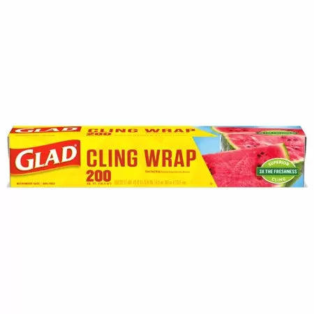 Glad Cling Wrap Plastic Wrap, 200 Square Foot Roll, Clear